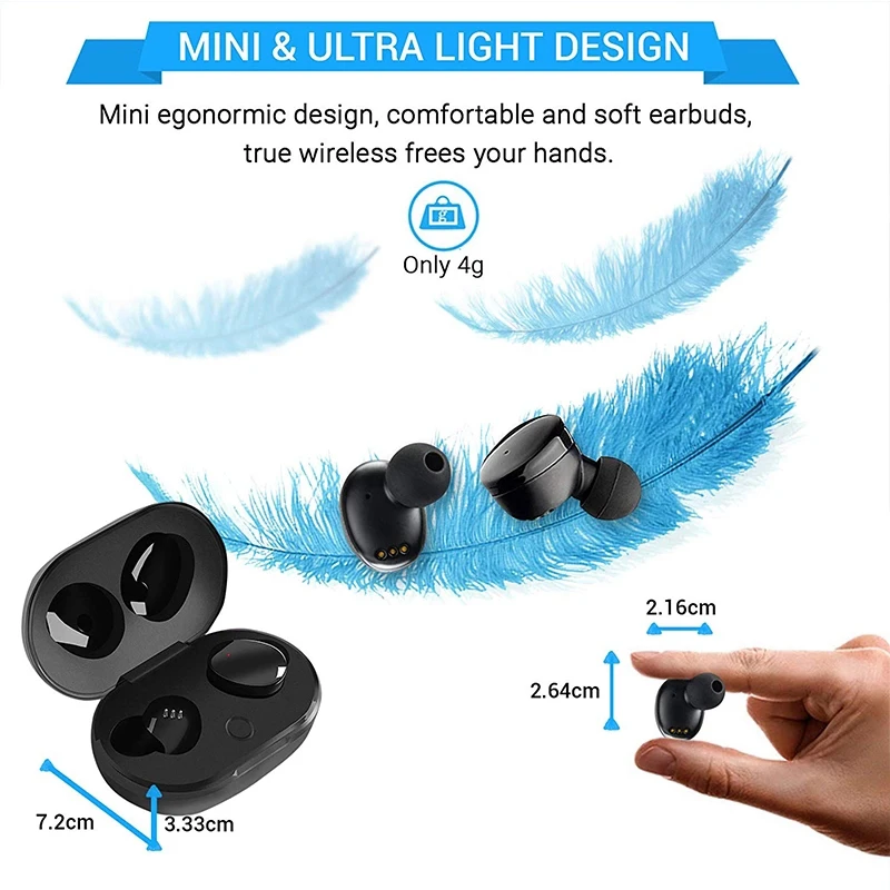 T880 Wireless Touch Control Earphone TWS Sport Bluetooth V5.0 Headset Earbuds Bass 6D Stereo Head-free IPX5 Waterproof Earphone