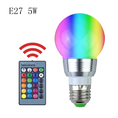 Bluetooth лампочки с ампулой Светодиодная лампа E27 E14 GU10 RGB Ночной светильник с пультом дистанционного управления для дома Точечный светильник музыкальная лампа 110 В 220 в 85 - Испускаемый цвет: E27 5W RGB