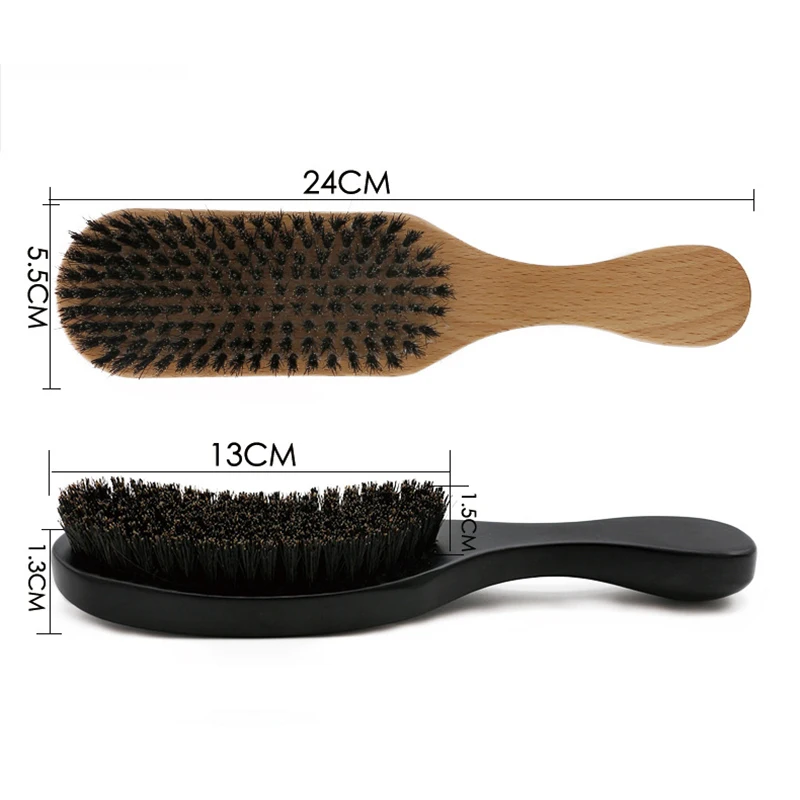 Wooden 100% Boar Bristle Men 360 Wave Brush Curved Beard Hair Brush