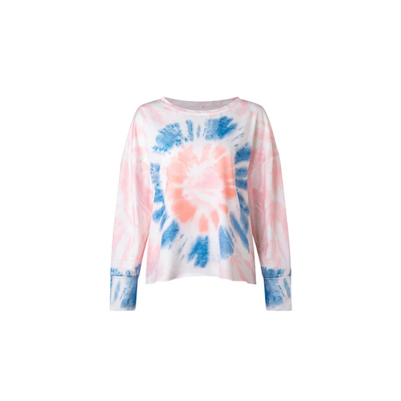Tie Dye Print Woman T-shirts Long Sleeve Plus Size T Shirt O-neck Gradient Color Tee Shirt Trendy Sexy Women Streetwear
