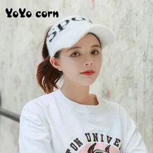 YOYOCORN женская осенняя и зимняя бархатная Модная вязаная верхняя шерстяная шапка с надписью, теплая спортивная женская шапка для бега