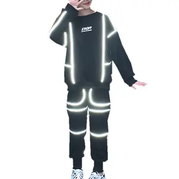 

2020 Autumn New Kids Boys Clothes Suits Pullovers Sweatshirt Reflective Sweatpant Casual Pants 4 to 13 Years Girl Tracksuit Sets