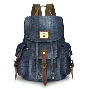 

Creative Denim Cloth School Backpack Fashion Retro Lightweight Casual Backpack Large Capacity Travel Backpack Unisex
