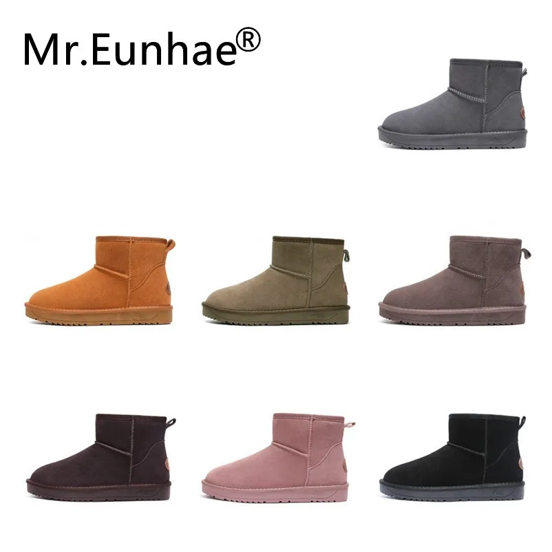 Comprar Hombres Mujeres pareja invierno botas de nieve Australia cuero genuino tobillo botas de invierno cálido botas de caucho para mujeres zapatos de gran tamaño