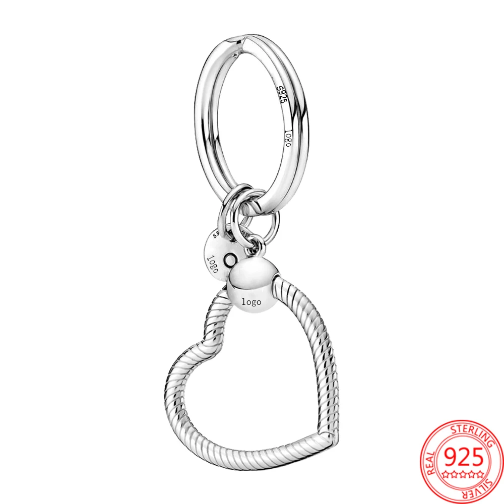 2021 New Arrival 925 Sterling Silver Heart Dangle Holder Ring Key Chain