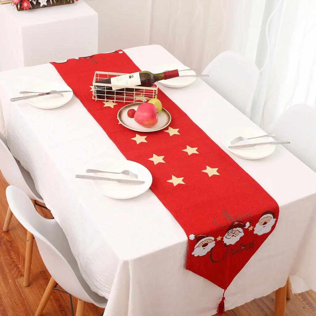 Настольная дорожка рождественские украшения для домашнего стола бегун креативная хлопчатобумажная льняная скатерть настольный флаг настольный новогодний