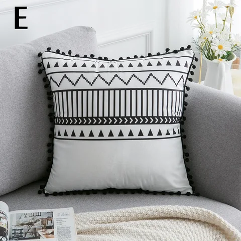 Decorative Cushion Cover Northern Europe INS Style Square Pillow Cover Soft 45x45cm Geometric Ball Fringe Pillowcase