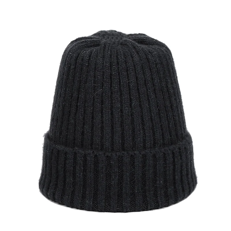 Kids Winter Solid Color Wool Knit Beanie Children Fashion Casual Hat Warm Boy Girl Soft Thicken Hedging Cap Slouchy Bonnet Ski - Цвет: B