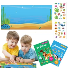 

Chidren Stickers Book DIY Toys Puzzle Game Cartoon Zoo Sea Animals Creation Sticker Pad Learning Education Girl Boy Kids Gifts