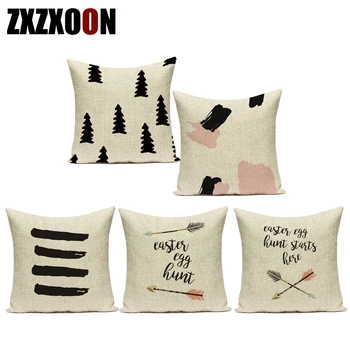 

Cotton Linen Letter Eat Cake Geometric Decorative Pillows Sofa Home Decor Cushion Cover for Living Room Capa De Almofadas