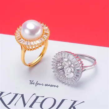 

Pearl Ring Settings 925 Sterling Silver Holder Adjustable Ring Settings Base Accessories DIY Ring Jewelry Making