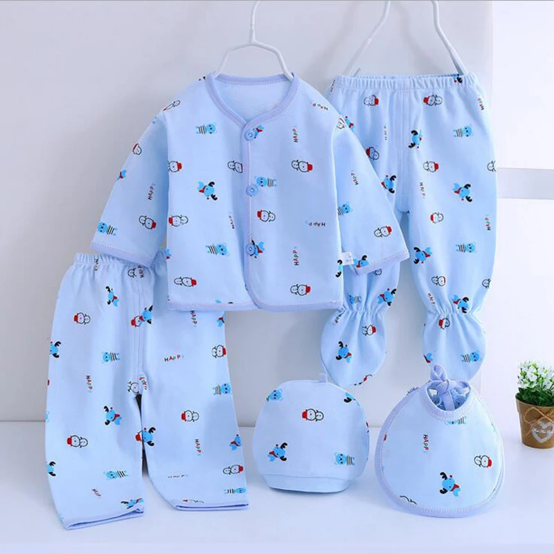 baby outfit matching set Bekamille Newborn Baby Clothing Suit (5pcs/set) Baby's Sets Boys/Girls Bibs Hat Pants Tops Cotton 0-3months Baby Clothing Set classic