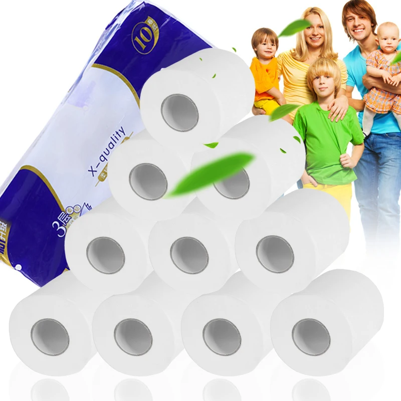 

3-Layer Paper Towels Roll Toilet Roll Tissue Smooth Toilet Paper 10/20pcs TT@88