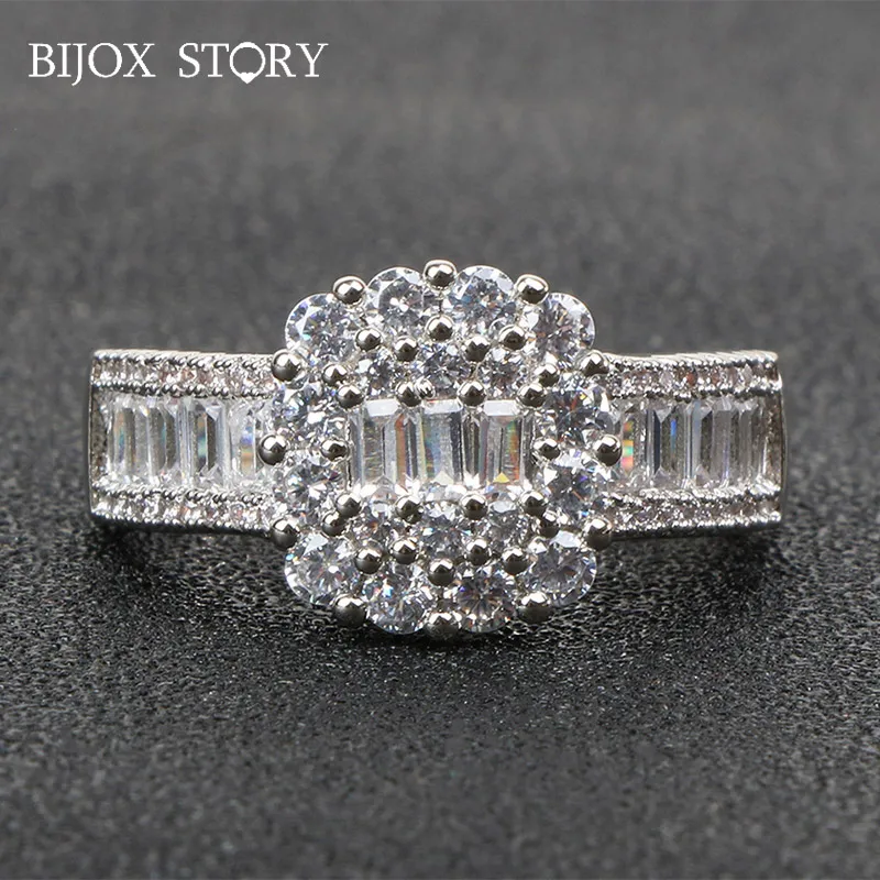BIJOX STORY elegant 925 sterling silver ring with square shaped zircon gemstone rings for female wedding anniversary party gifts BIJOX STORY elegant 925 sterling silver ring with square shaped zircon gemstone rings for female wedding anniversary party gifts