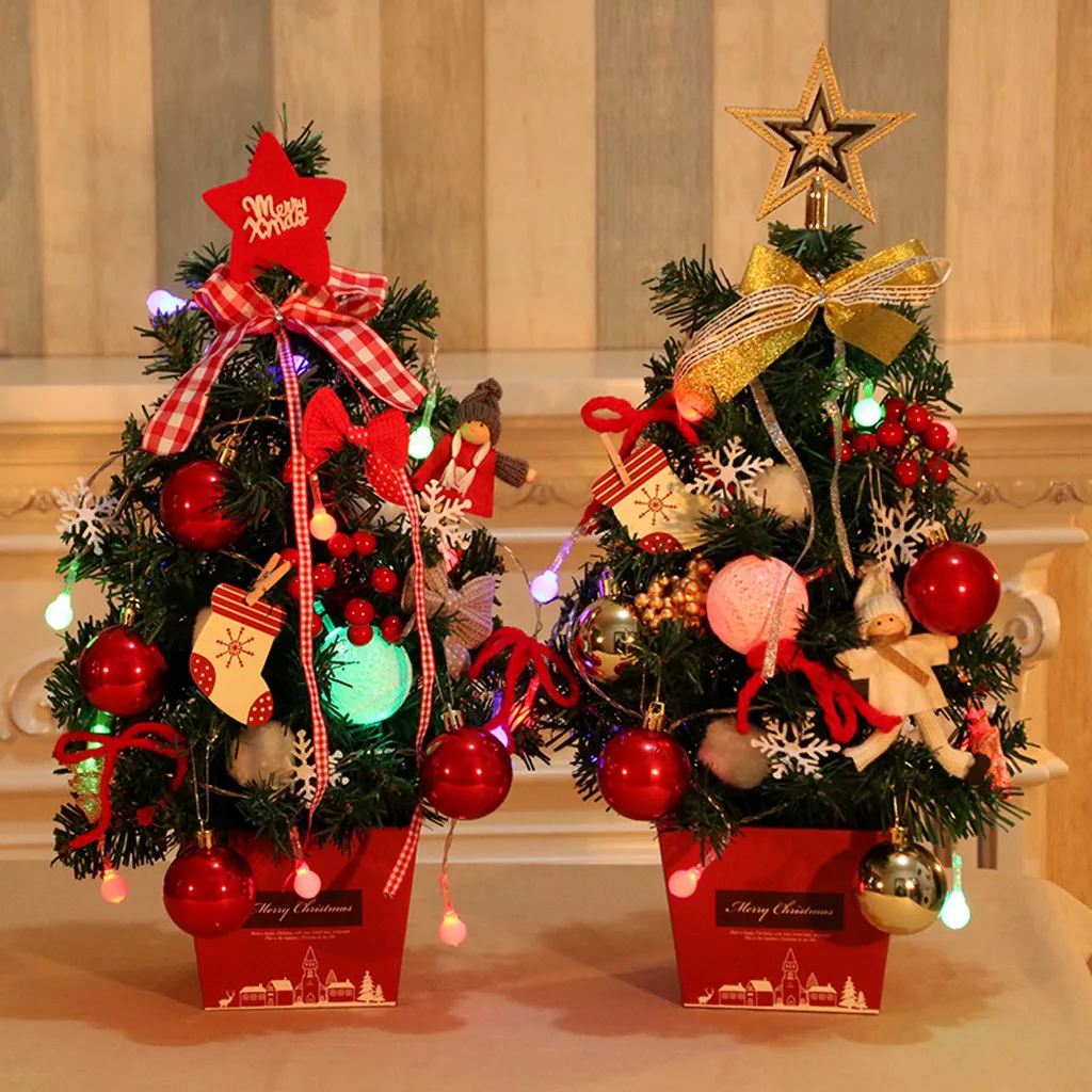 Счастливый Рождественский подарок светодиодный искусственный настольный мини-елка год фестиваль миниатюрное украшение для рождественнской елки# Y