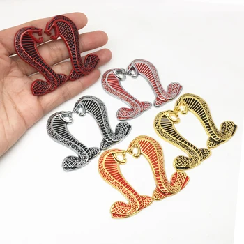 

2PCS/set Metal 3D Mustang Snake Cobra Logo Emblem Badge Decals Metal Fender Side Car Sticker for Ford Mustang Shelby GT