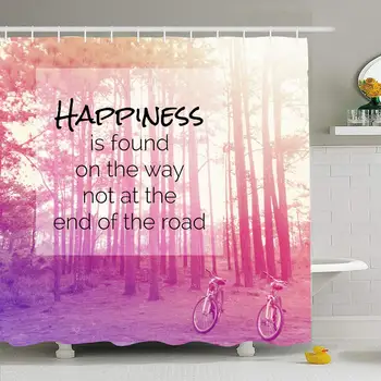 

Shower Curtain Set with Hooks 66x72 Message with Inspirational Creative Quote On Life Blurred Sign Text Success Vintage Blur