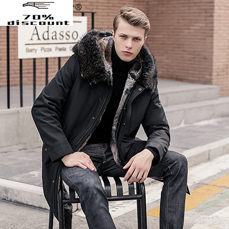 Chaqueta de plumas de ganso para hombre, abrigo de piel de Real con capucha, Cuello de de mapache, Parkas cálidas invierno, KJ3222, 2020, 2926|Chaquetas de plumón| - AliExpress