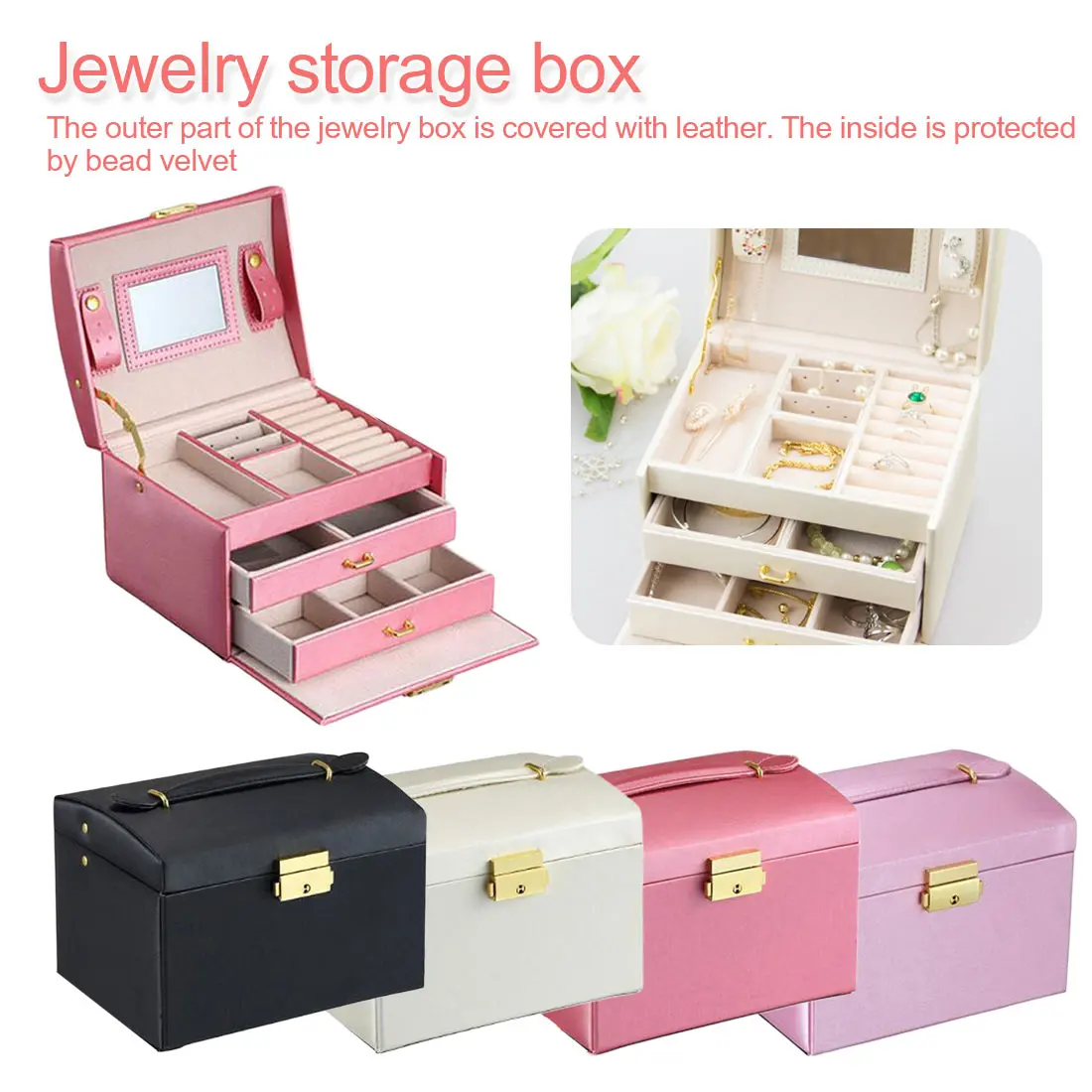 Three Layers Classical High Quality Leather Jewelry Box Jewelry Exquisite Makeup Case Jewelry Organizer Fashion Gift Box
