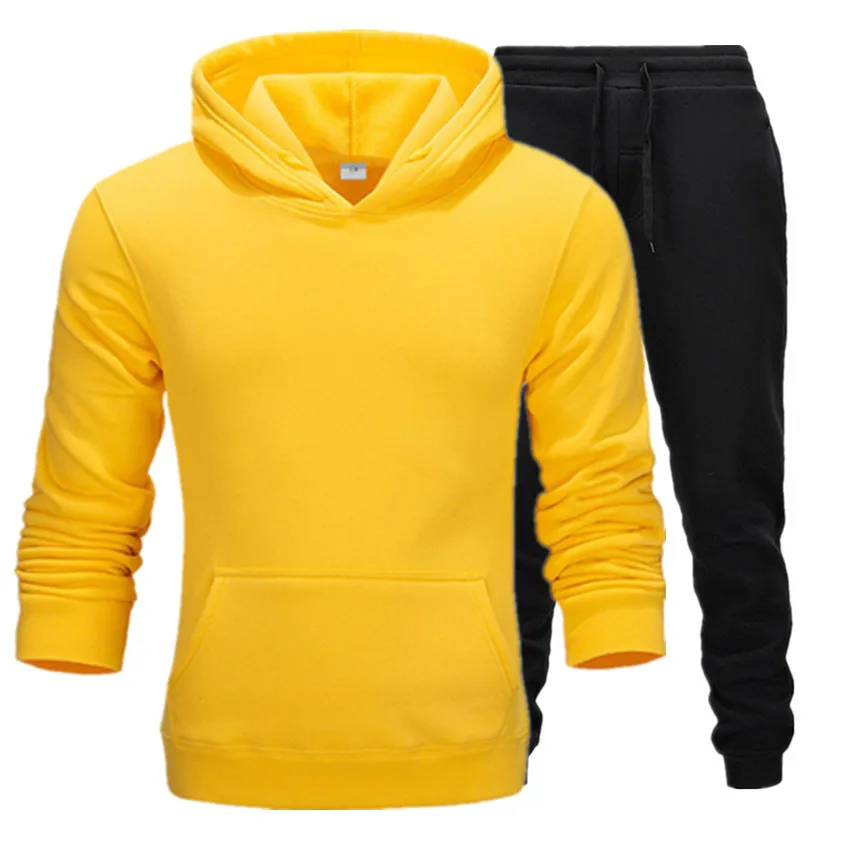 Low Price New Fashion Mens Hoodies Suits Brand Tracksuit Men's Hip Hop Sweatshirts+Sweatpants Autumn Winter Fleece Hooded Pullover