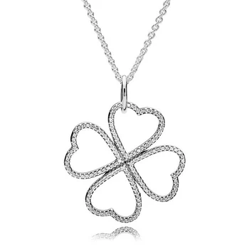 

New 925 Sterling Silver Necklace Petals of Love With Clear Cubic Zirconia Necklace For Women Wedding Gift Fine Diy Jewelry