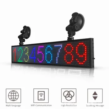 

WiFi LED Sign - P5MM Programmable LED Sign SMD 7 Color Scrolling Message Board 20"x9.6" 12V Car LED Advertising Display Panel