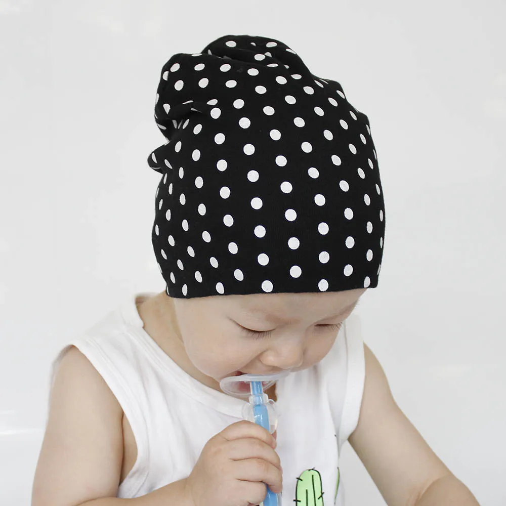 Baby Dot Pullover Cap Baby Hat Knit Cotton Baby Caps For Boys Girls Spring Autumn Winter Children