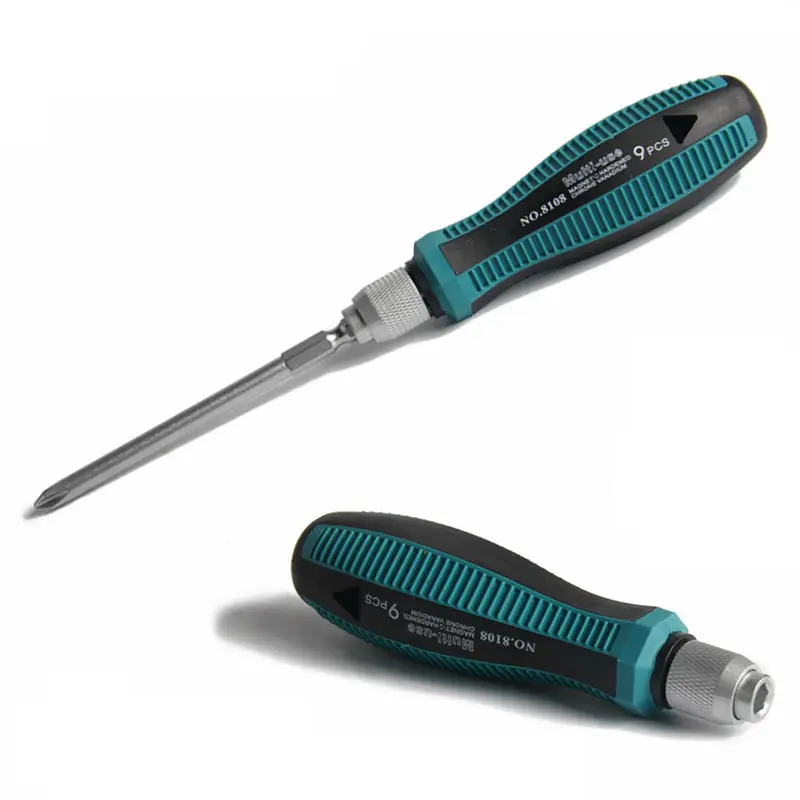 9Pcs set Precision Screwdriver Set 1/4"/6.35mm Slotted Bits With Magnetic Multitool Home Appliances Repair Hand Tools
