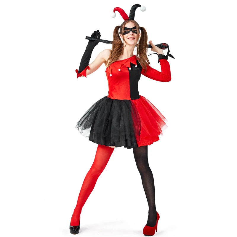 mi mezclador operador Disfraz Cosplay de adulto harbery Quinn Joker para mujer, disfraz de  Carnaval Purim, disfraz de payaso de circo, vestido rojo y negro para  Halloween| | - AliExpress