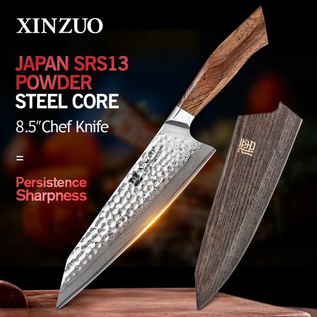 XINZUO 3PCS Kitchen Knives Set North American Desert Ironwood Handle Japan  49 Layers SRS13/R2/SG2 Damascus Steel High End Knife