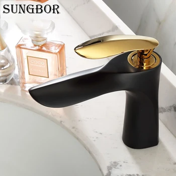 

Nordic simple black copper washbasin hot and cold water faucet gold under counter basin light luxury creative above counter basi