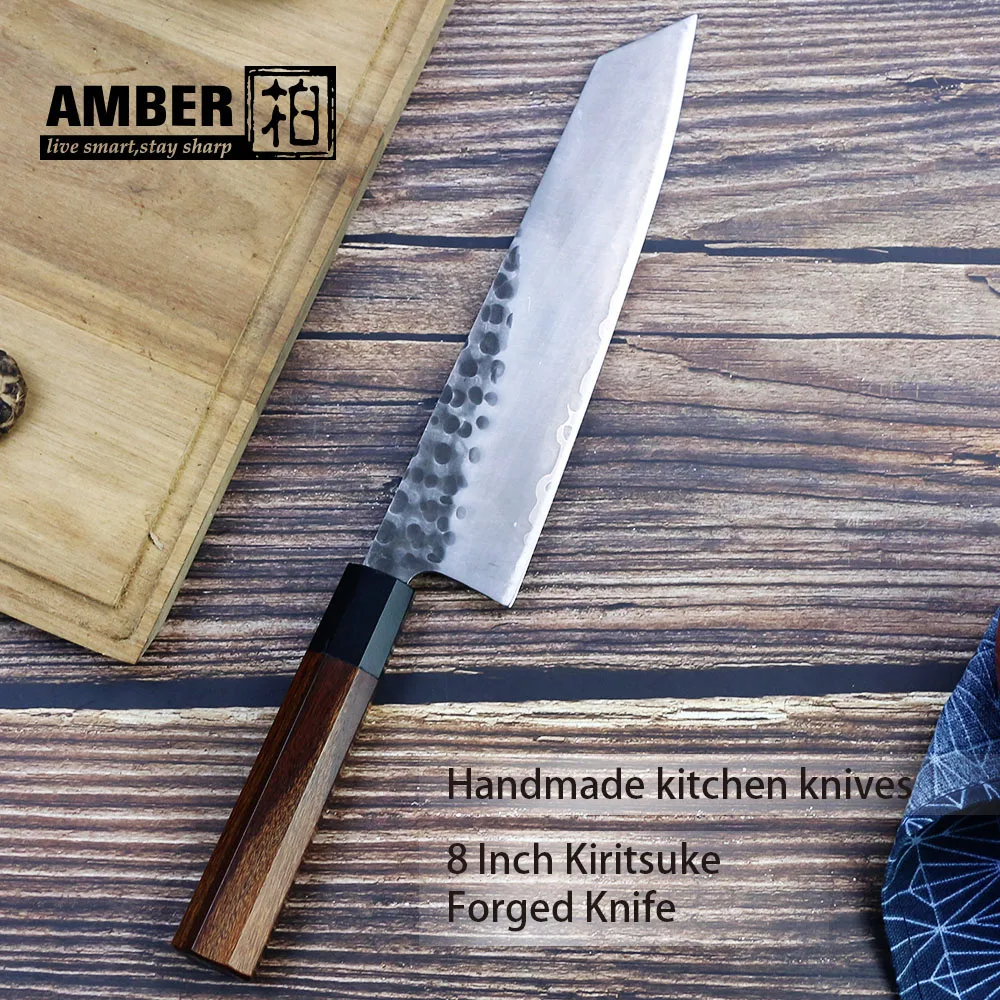 Янтарный японский нож ручной работы Kiritsuke инструменты для готовки шеф повара