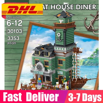 

Urge 3353 PCS UG30103 Ideas Creator Series Old Fishing Boat Hous Diner Building Block Bricks MOC Model Toys Gift