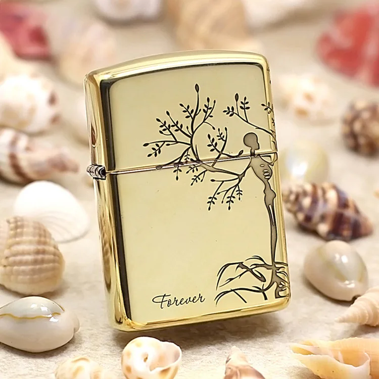 

Genuine Zippo oil lighter copper windproof Forever LOVE tree cigarette Kerosene lighters Gift With anti-counterfeiting code