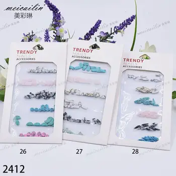 

60Pcs Imitation Turquoise Marble Pattern Nail Art Decorations 3D Mixed Color DIY Nail Stones Charms Manicure Jewelry Set