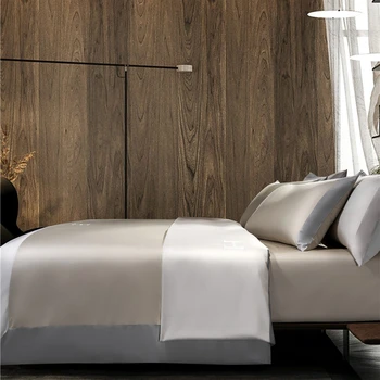 

GXC White Gray Egyptian Cotton Duvet Cover Set Embroidery 4pcs Queen/King Size Bedclothes Hotel Bedding Sets