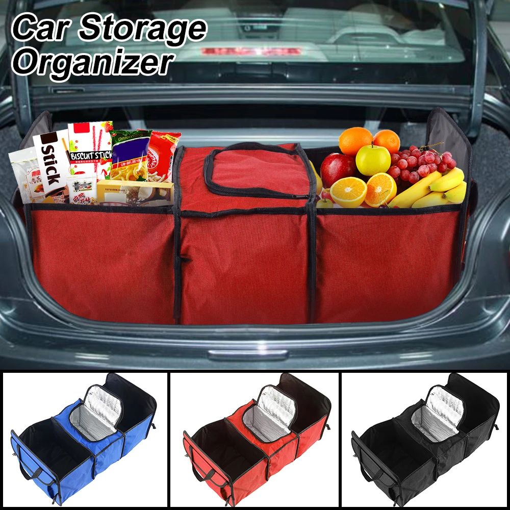 

Everso Oxford Cloth Car Foldable Trunk Organizer Storage Bags Tidying Interior Holder Universal Auto Multi-Pocket Toy Food Racks