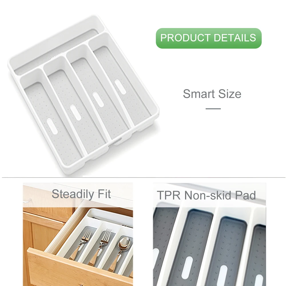 Kitchen Drawer Organizer Tray Cutlery Tray Utensil Tableware Separation Storage Box Cutlery for Spoon Fork Knife Shelf Bandeja