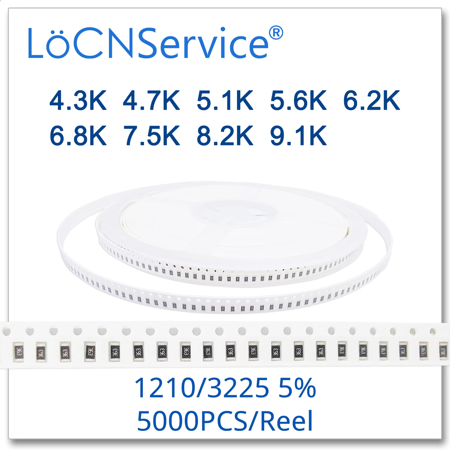 LoCNService 1210 J 5% 5000 шт. 4 3 K 7 5 1 6 2 8 9 3225 высококачественный smd резистор Ом | Электроника