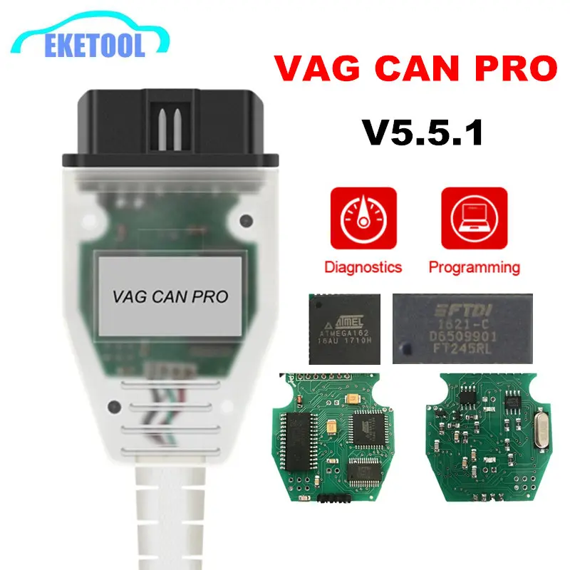 

2019 New For VAG CAN PRO V5.5.1 Supports CAN BUS K-Line UDS Works For AUDI/VW VCP OBD2 Diagnostic Cable With FTDI FT245RL
