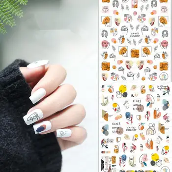 

Newest CA 662 663 abstract lady 3D nail sticker decal stamping back gule DIY nail decoration wraps