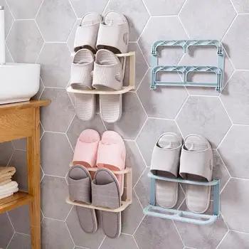 

1pcs Wall-mounted Foldable Shoe Rack Wall-saving Slippers Shelf Home Simple Paste Shoe Storage Rack