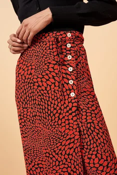 

Women Skirt Lip Print Wrap A-line Skirt