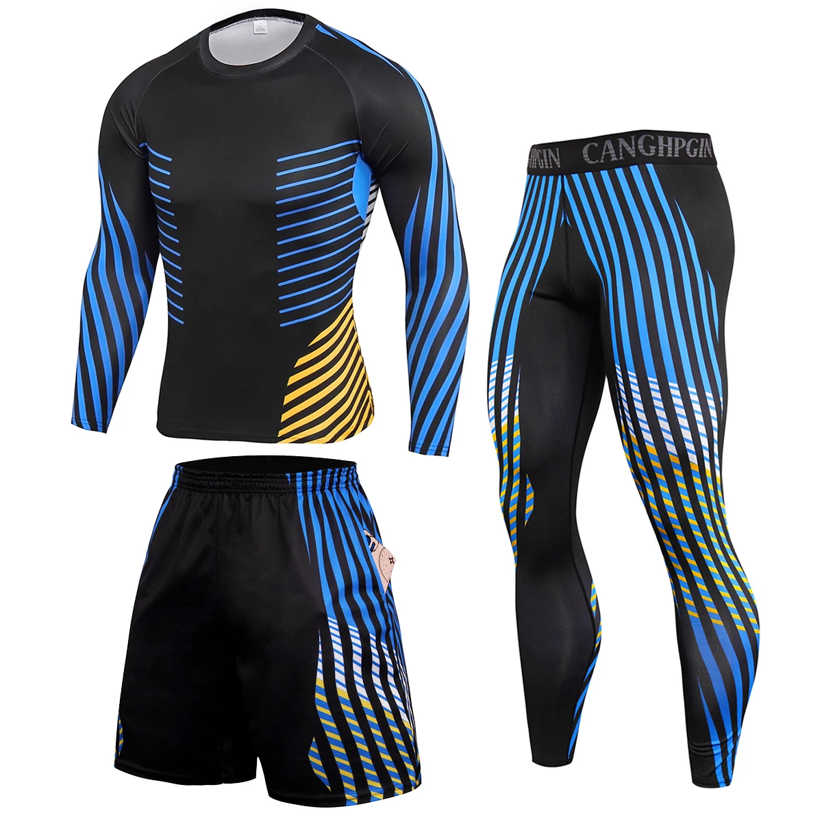 Camouflage Men's Winter Clothing Sports Thermal Underwear Set Compressed Skin Tights Long Johns Men's Thermal 3 Piece Sports Set