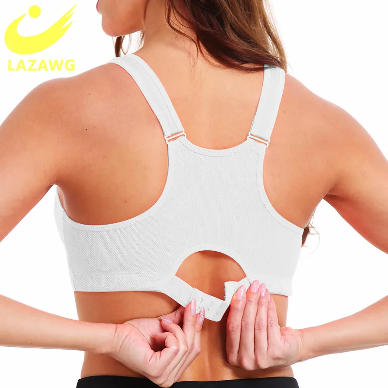 LAZAWG Plus Size S-5XL Sports Bra for Women Gym Push Up Vest Underwear High Shockproof Breathable Fitness Athletic Yoga Bra Tops