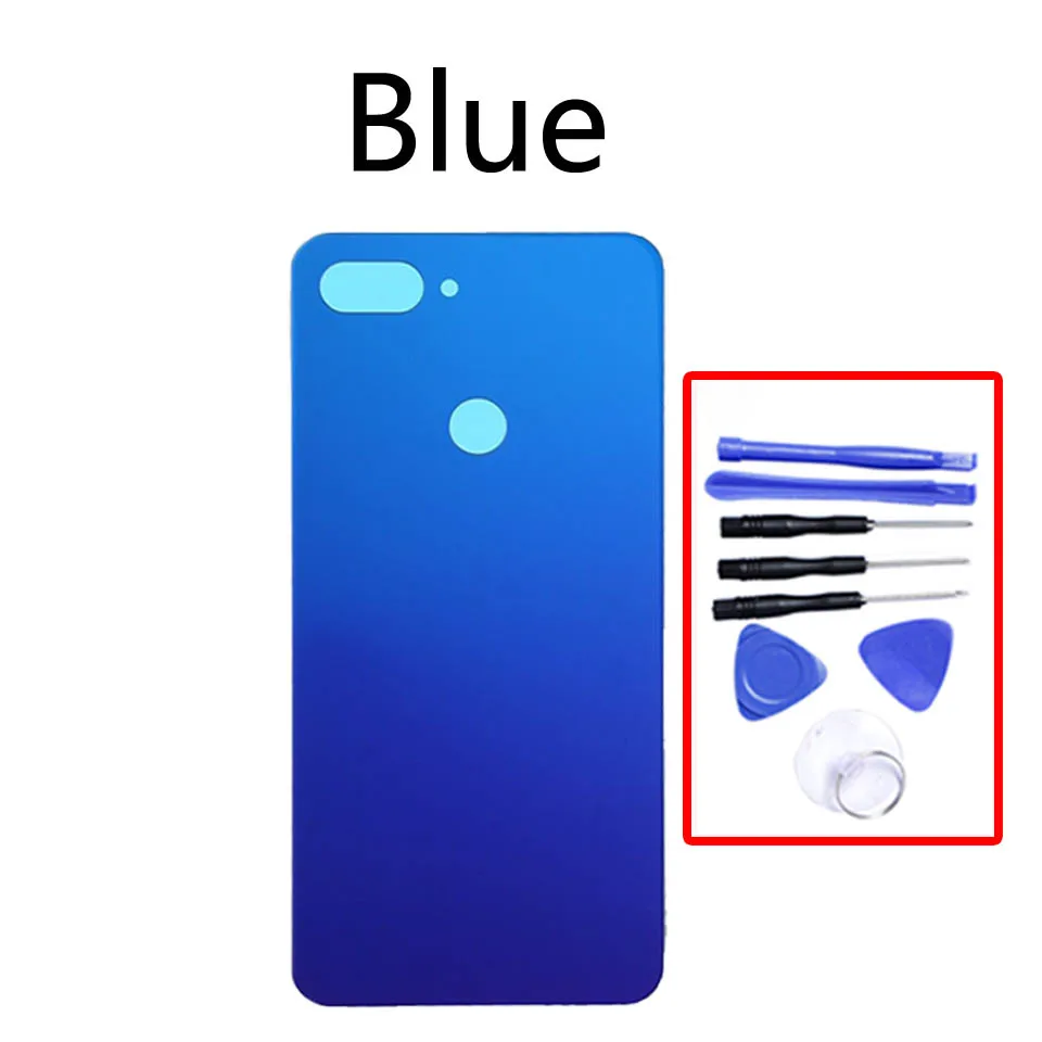 Задняя крышка батарейного отсека для Xiaomi mi 8 Lite mi 8lite mi 8 Youth задняя крышка батарейного отсека чехол на заднюю крышку корпус замена корпуса - Цвет: Blue-With tool