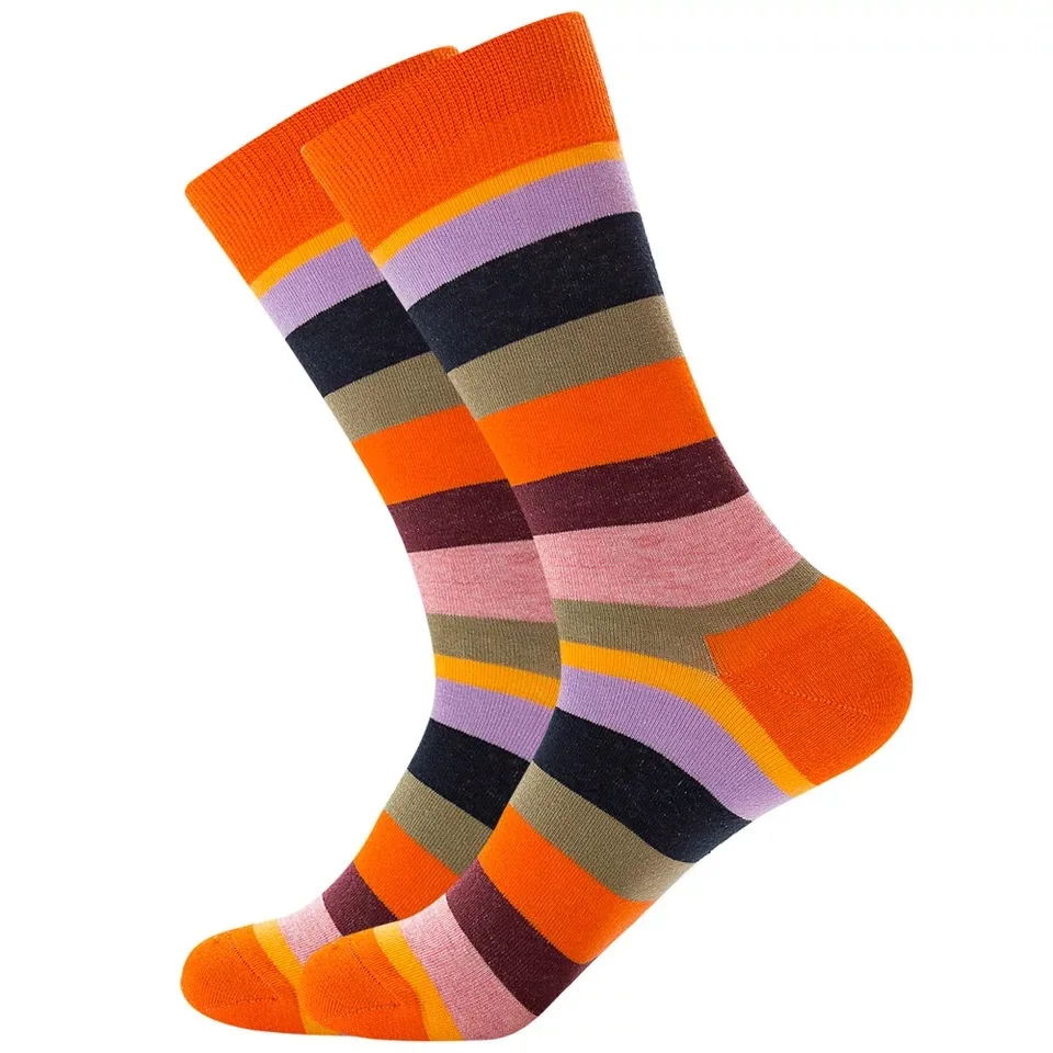 Cotton Socks Casual Socks Mens Colorful Striped Socks Plaid Diamond Pattern Argyle Geometric Harajuku Combed Cotton Sock Christmas Gift
