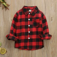 Рубашка с длинными рукавами для малышей, клетчатые топы для маленьких мальчиков и девочек, осенне-зимнее пальто