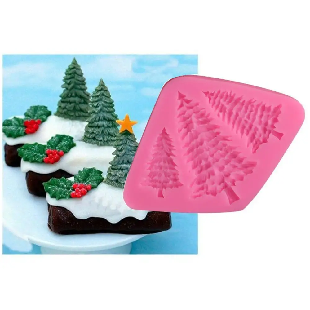 

3 Hole Christmas Tree Shaped Silicone Mold Cake Decoration Fondant cookies tools 3D Silicone Mould Gumpaste Candy