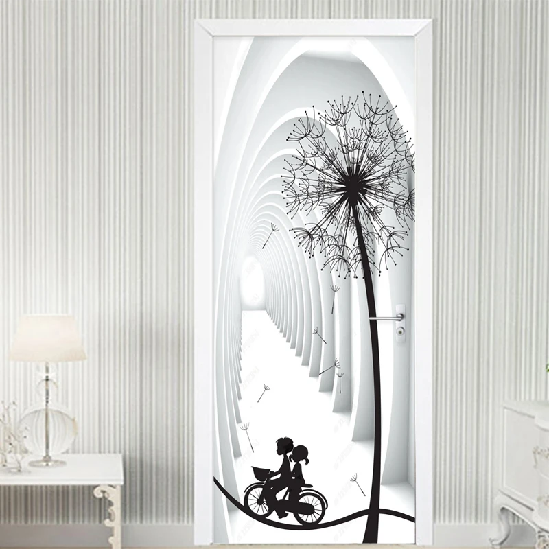 Modern 3D Stereo Space Dandelion Wallpaper Living Room Bedroom Home Decor Door Sticker Creative DIY Poster PVC Waterproof Decals